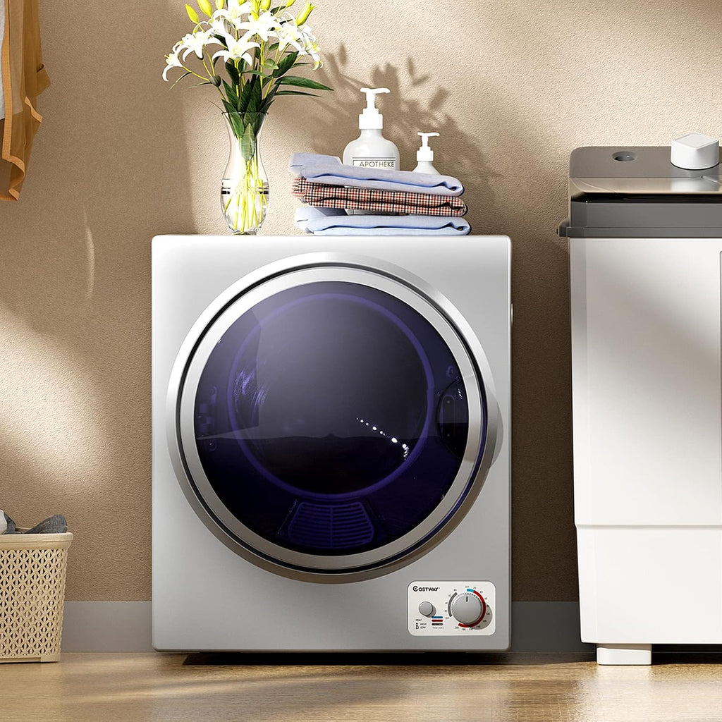 COSTWAY 1.5 Cu.ft. Portable Clothes Dryer,850W Compact Laundry Dryer,Silver