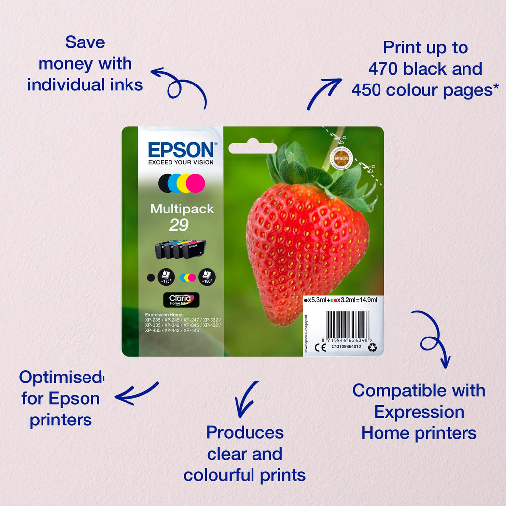 Epson 29XL Cyan Strawberry High Yield Genuine, Claria Home Ink