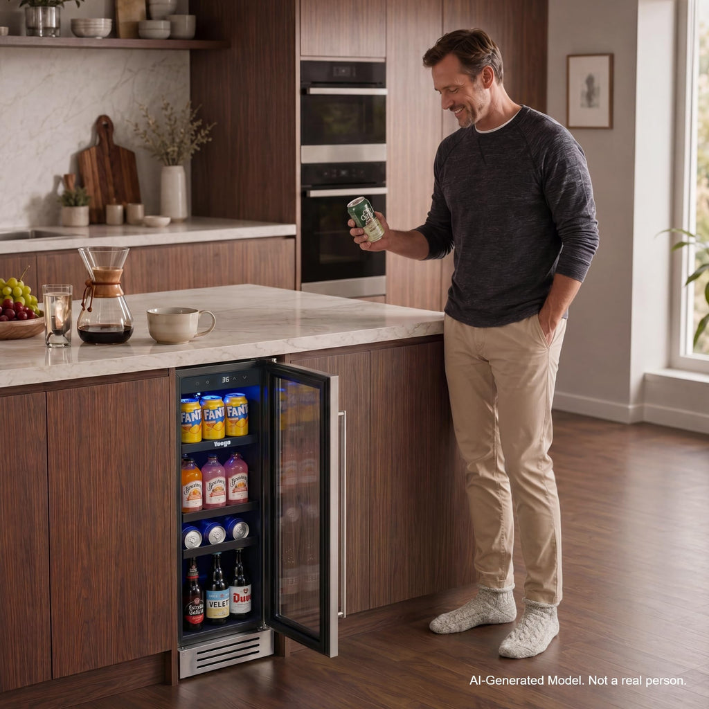 Yeego Beverage Refrigerator - 24 inch 180 Cans Beer Cooler with Glass Door