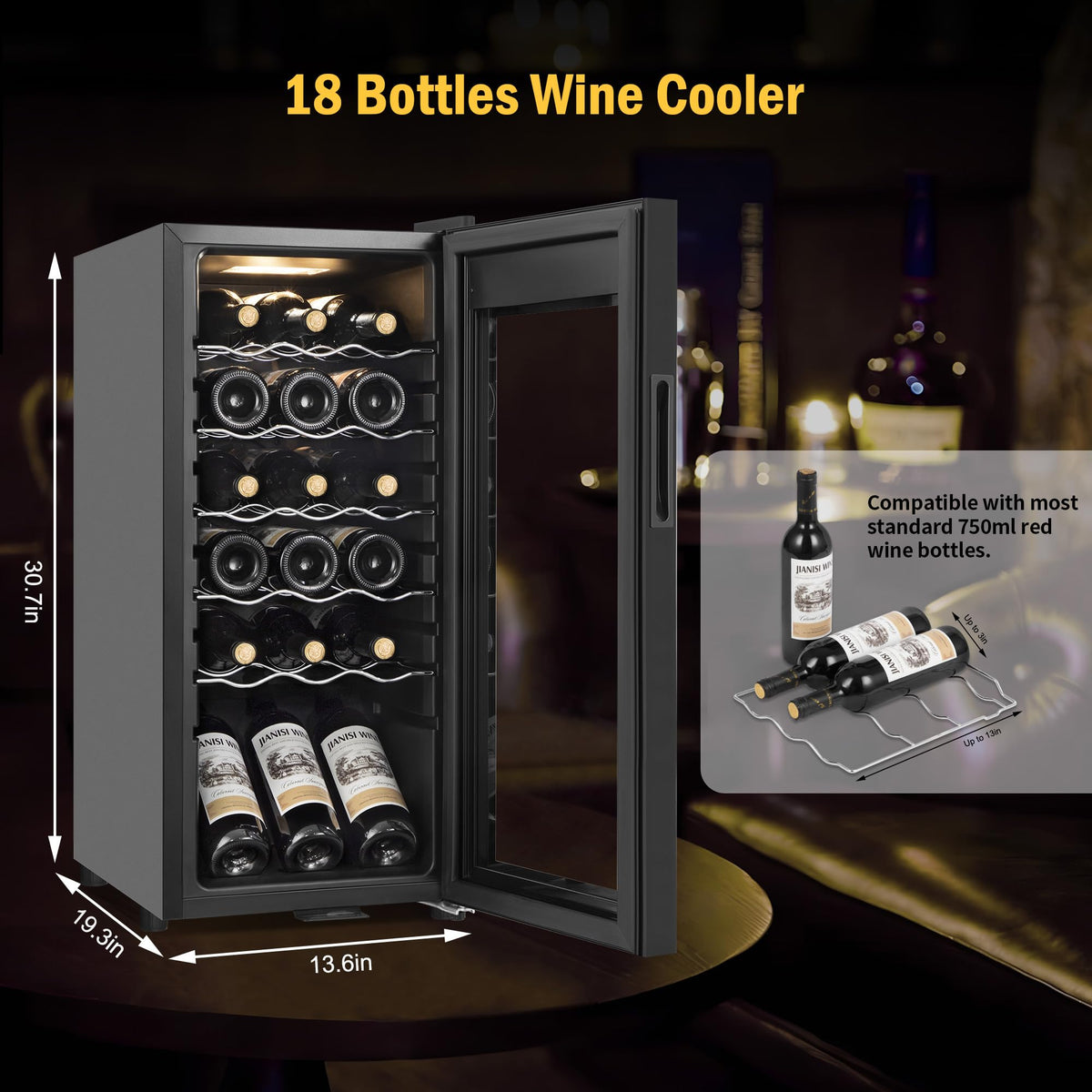 24" Dual Zone Wine and Beverage Refrigerator, Under Counter with Glass Door