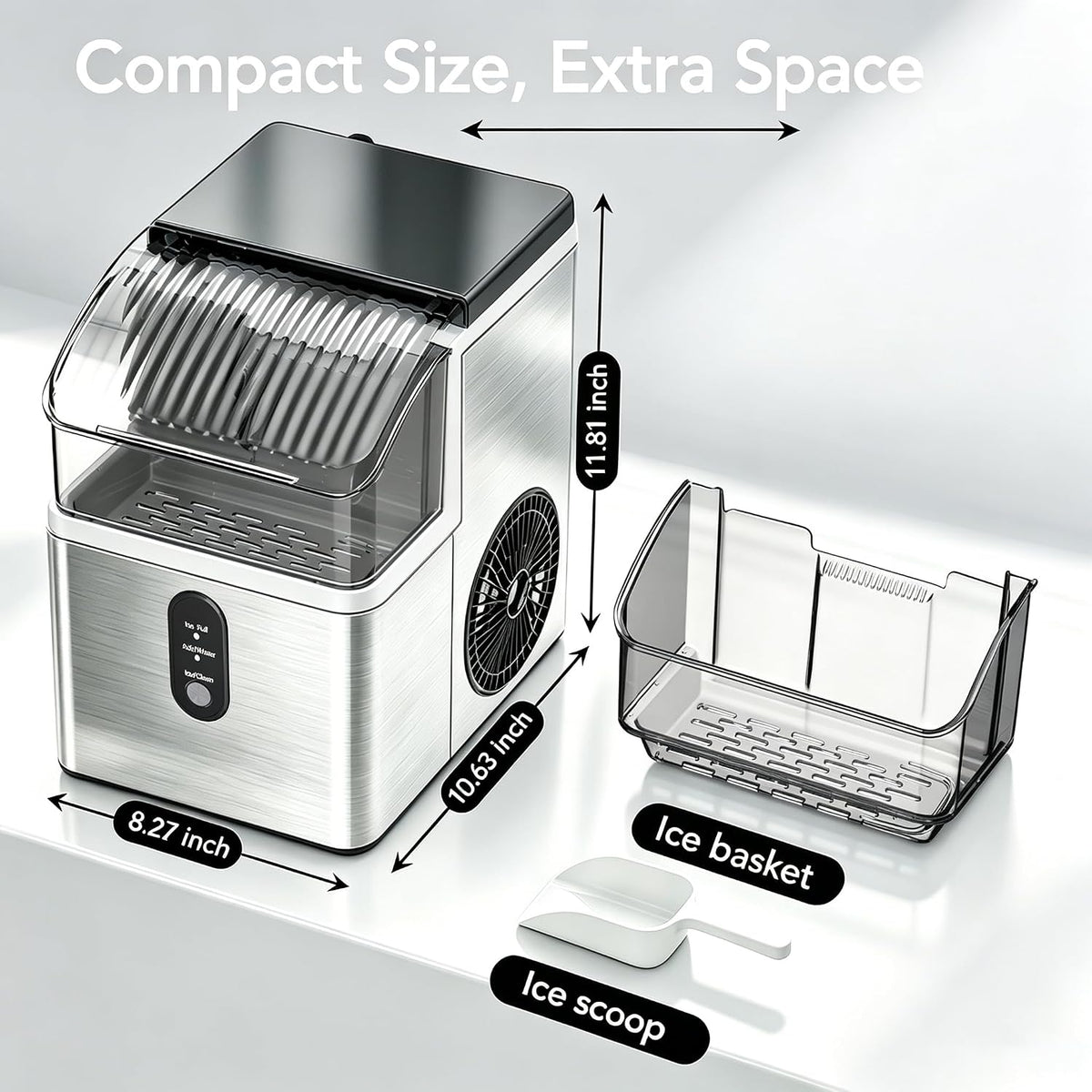 COWSAR Nugget Countertop Ice Maker, Automatic Ice Dispenser, 33 lbs/Day Chewable Pellet Ice Machine with Self-Cleaning & Measured Dispensing, Portable Ice Maker for Home, Kitchen, Office