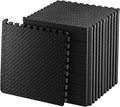 Exercise Foam Mat - Anti fatigue Protective Interlocking Puzzle EVA Floor Tiles with Edges - Gym Flooring Mats - Non slip Rubber Cushion for Underlay (Black, 4 Tiles (16 Square Feet))