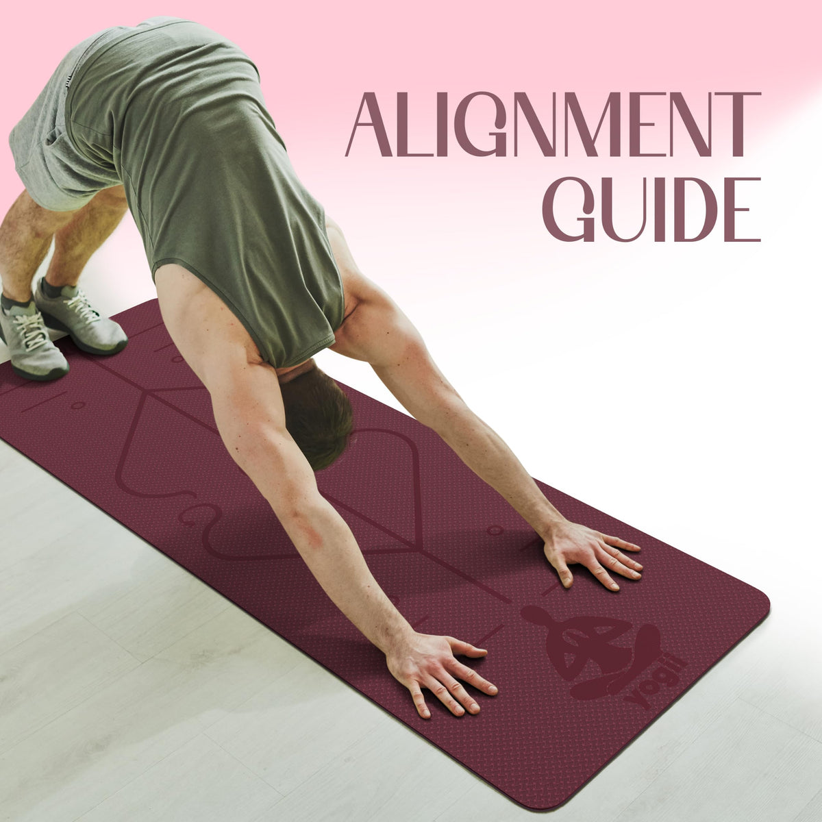 Yogii Yoga Mat - Non-Slip 6mm Thick TPE & Travel-friendly Yoga Mat - Perfect for Home & Gym Exercise Fitness & Pilates - With Laser Alignment Guides for Men & Women