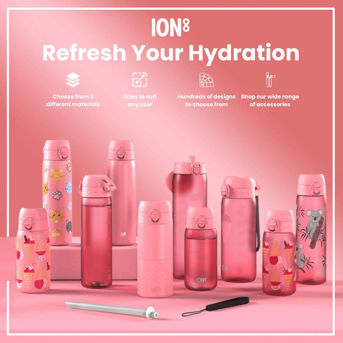 ION8 Leak Proof Water Bottle, 500ml (18oz), Fighter Jets