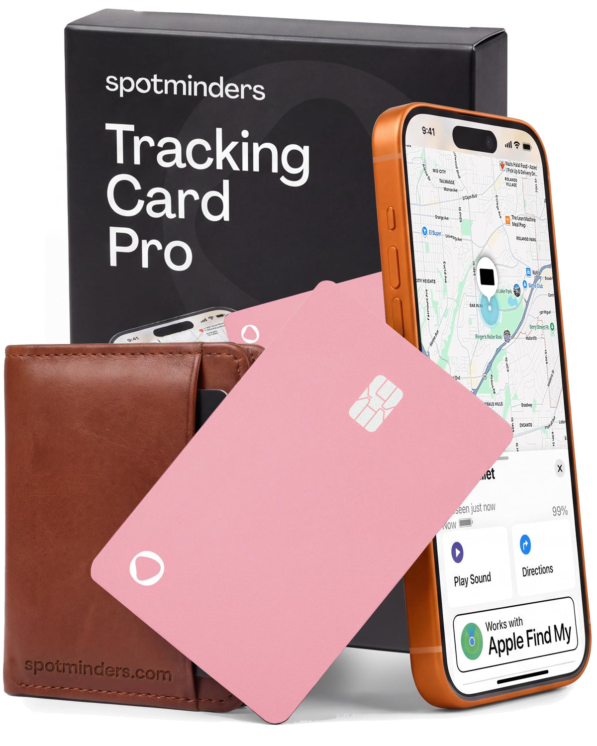 SPOTMINDERS Apple MFi Certified Wallet Tracking Card Black 4-Pack Travel Gifts for Him Works with Apple Find My Rechargeable Tracker IP68 Waterproof 0.07" Slim iPhone Item Finder for Luggage Passport