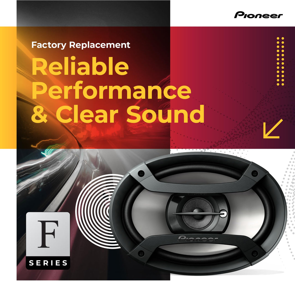 Pioneer F-Series TS-F1035R 4" 2-Way Coaxial Car Speakers 150W Max