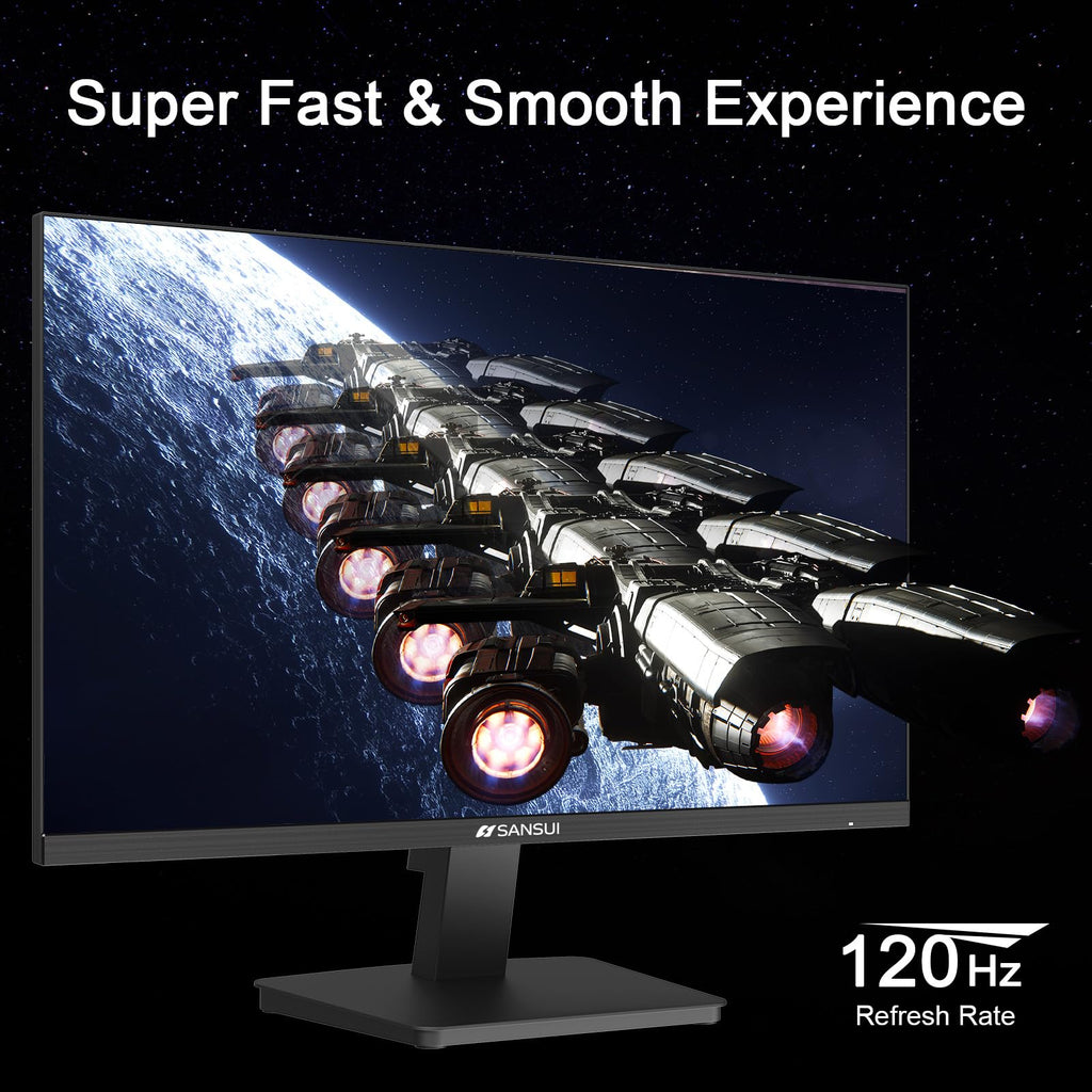 SANSUI 24 Inch Gaming Monitor 200Hz 1Ms FreeSync HDR 110% sRGB FHD 1080P Computer Monitor HDMI DP Ports Eye Care Frameless VESA Mount Cable Management(ES-G24F4L HDMI Cable Included)