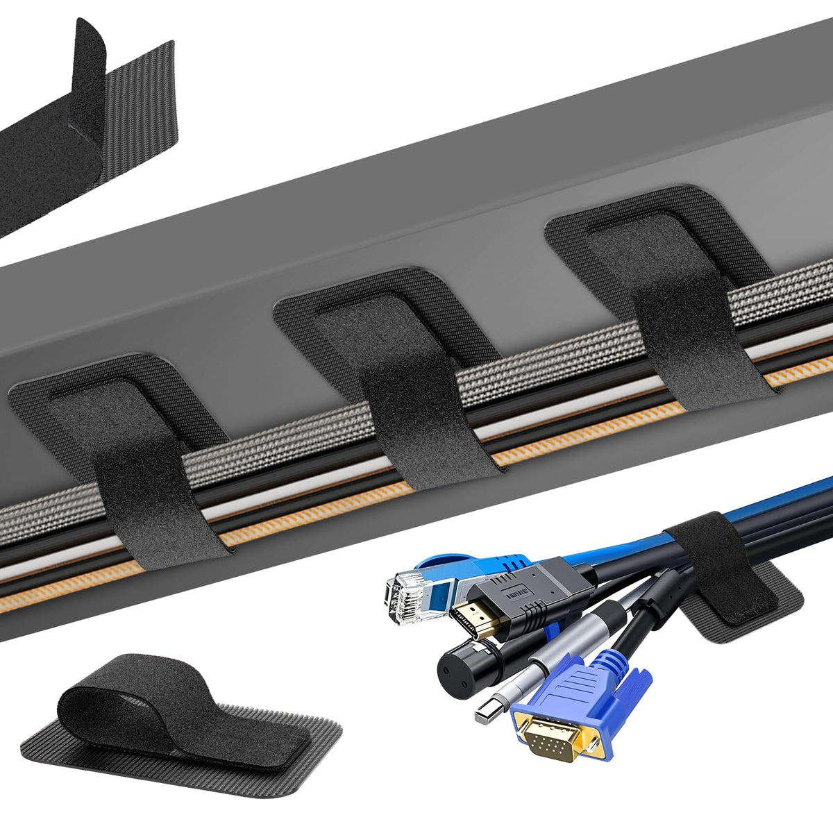 Cable Management Under Desk, Enhanced up to 15 Cord Organizer30 Pair
