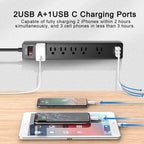 Yintar 6Ft Surge Protector Power Strip with 8 Outlets and 4 USB Ports