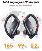 bmani Ear Buds Wireless Earbuds Bluetooth Headphones with 80H Playtime LED Display Case, Over-Ear Hook with Mic, Stereo Sound, Easy Button Controls, Sports Earphones for Running Workout Gym Black