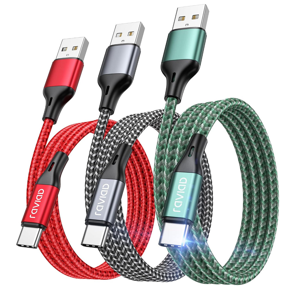 RAVIAD USB C Charger Cable 2M 3Pack, USB to USB C Cable Fast Charging