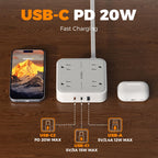 TESSAN PD 20W Surge Protector Extension Cord 5Ft, Flat Plug Power Strip