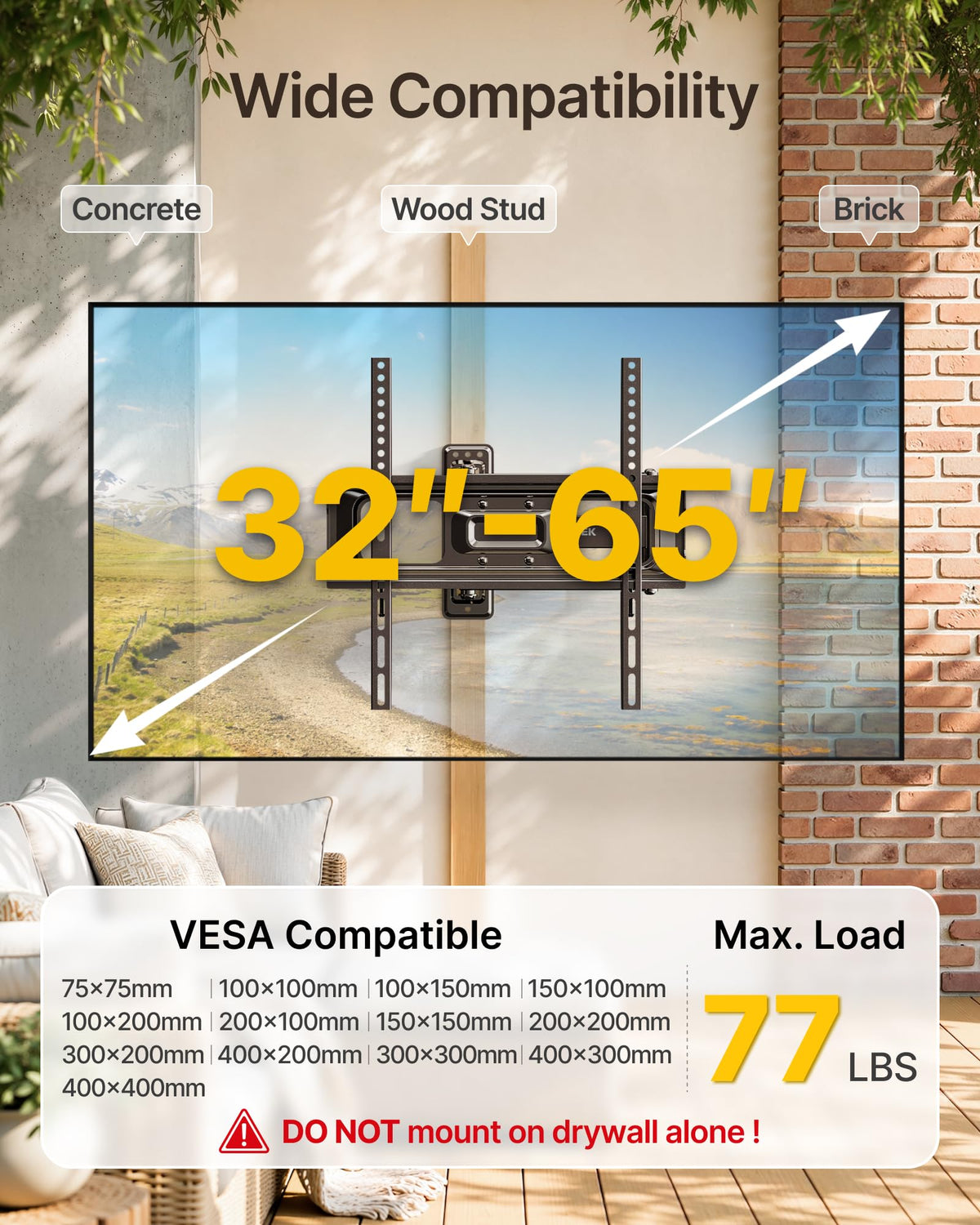 monTEK Full Motion Small TV Wall Mount for 13-43 Inch TVs up to 44 lb
