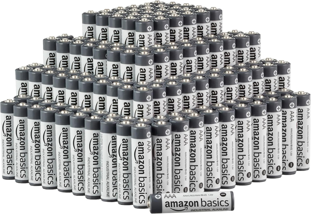 Amazon Basics 200-Pack AAA Alkaline Industrial Batteries, 1.5 Volt, 5-Year Shelf Life