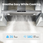 VIKIO HOME 36 Inch Wall Mount Range Hood 580CFM Low Noise Touch Control