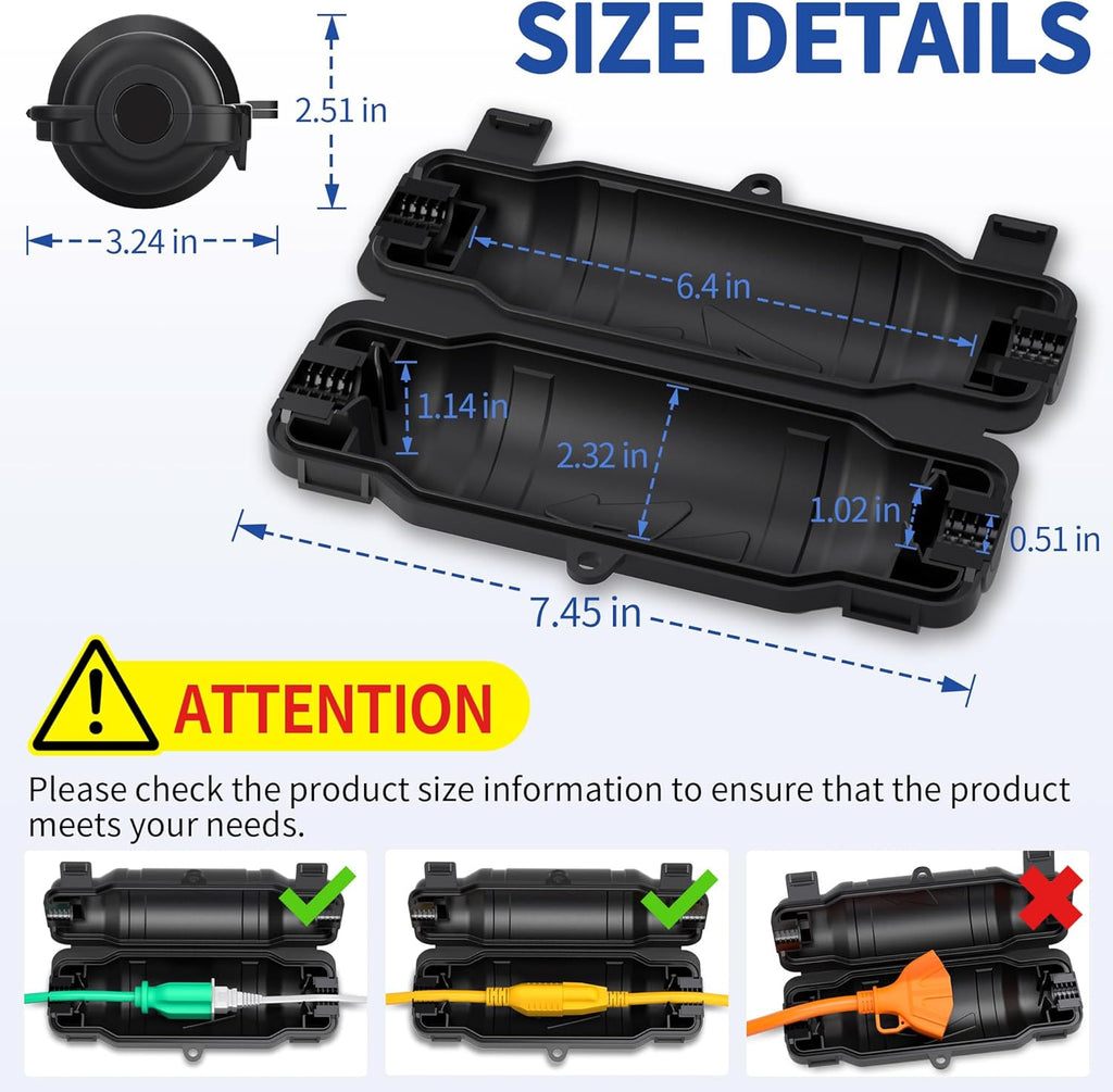 Outdoor Extension Cord Safety Cover, Black