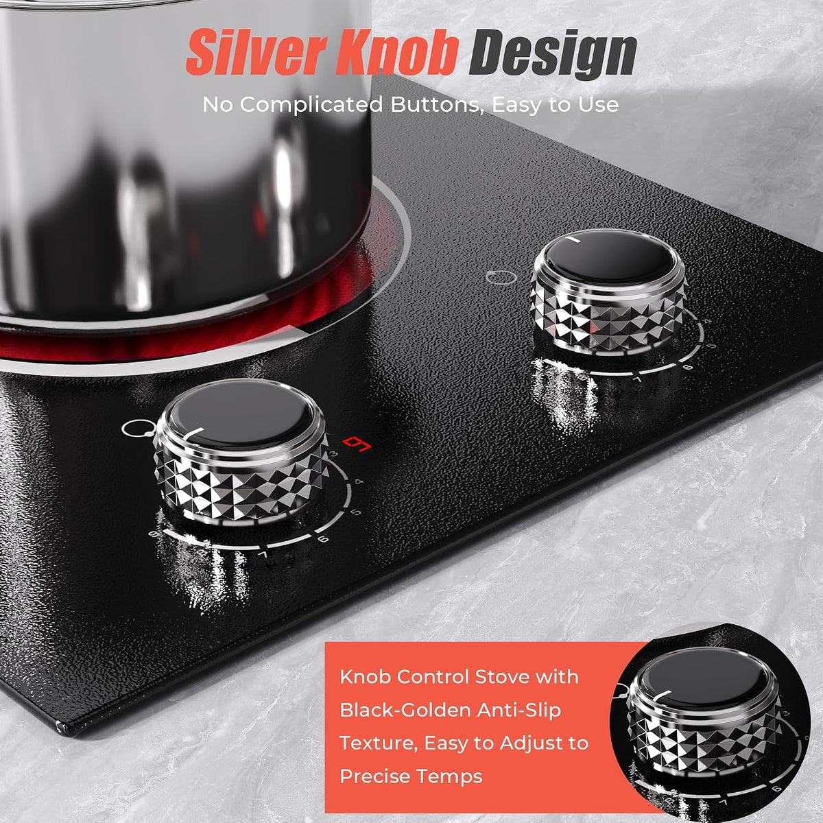 2 Burner Electric Cooktop 110V 2000W Countertop or Built-in