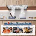 Range Hood Insert 30 inch,Stainless Steel Kitchen Vent Hood 600CFM,Built-in Kitchen Stove Hood w/Front Button Controls and Front LED Lights,Baffle Filters,Ducted/ductless Convertible Duct