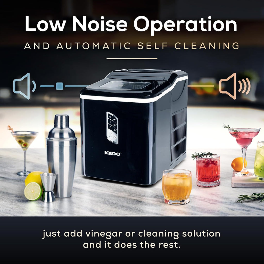 Igloo Ice Maker Countertop, Portable Ice Maker with Handle, 26lbs, Black