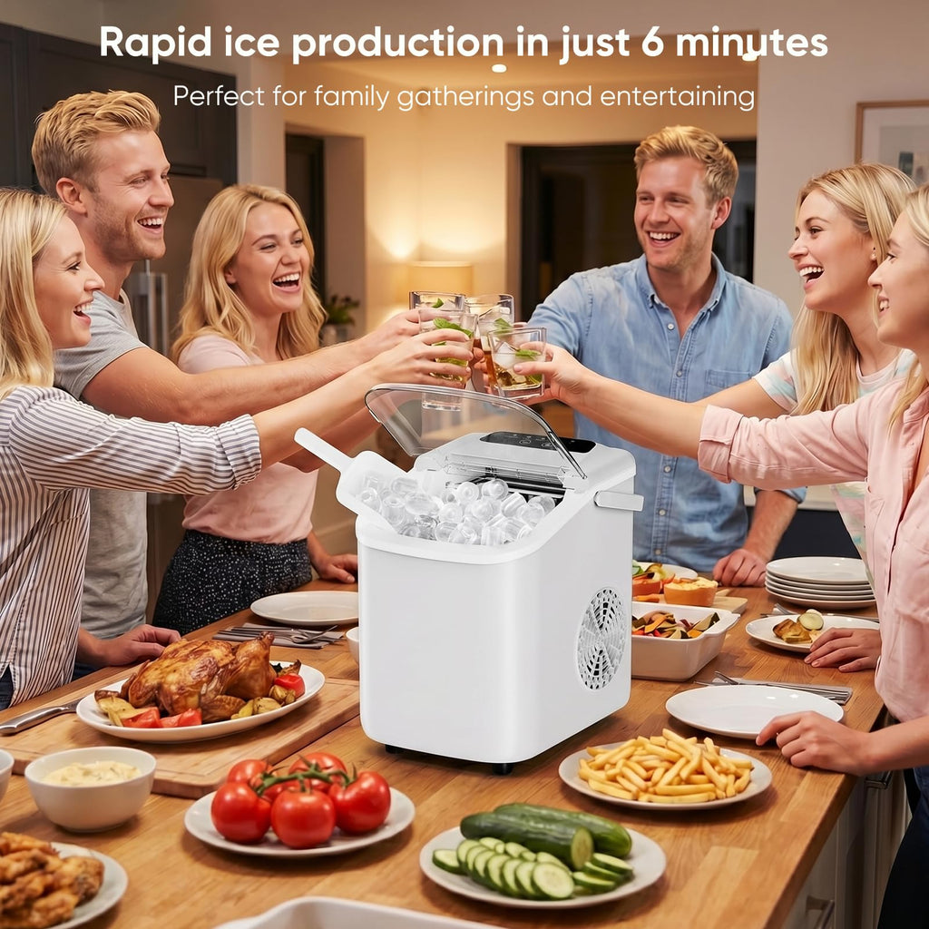 DUMOS Ice Makers Countertop Ice Machine with Portable Handle Compact Size