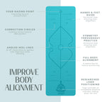 Yogii Yoga Mat - Non-Slip 6mm Thick TPE & Travel-friendly Yoga Mat - Perfect for Home & Gym Exercise Fitness & Pilates - With Laser Alignment Guides for Men & Women