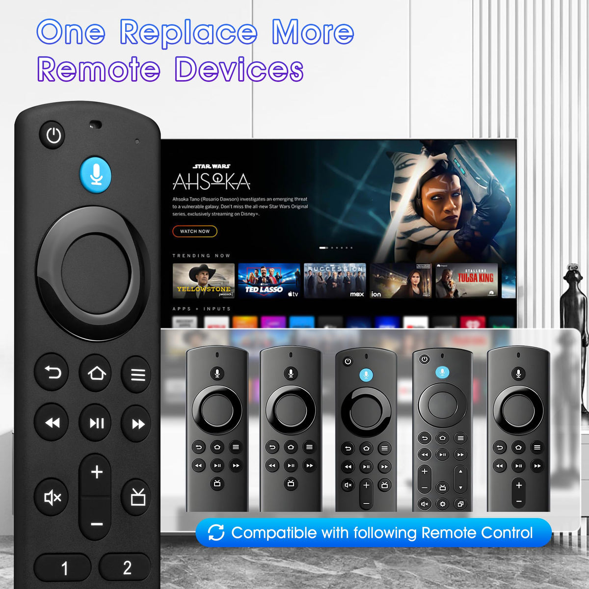 Replacement Fire Stick Remote for All Fire Series, TV FireStick (HD, 4K, 4K Max, Lite), TV Cube, for Fire-TV-Insignia/Pioneer/Smart TVs with Voice