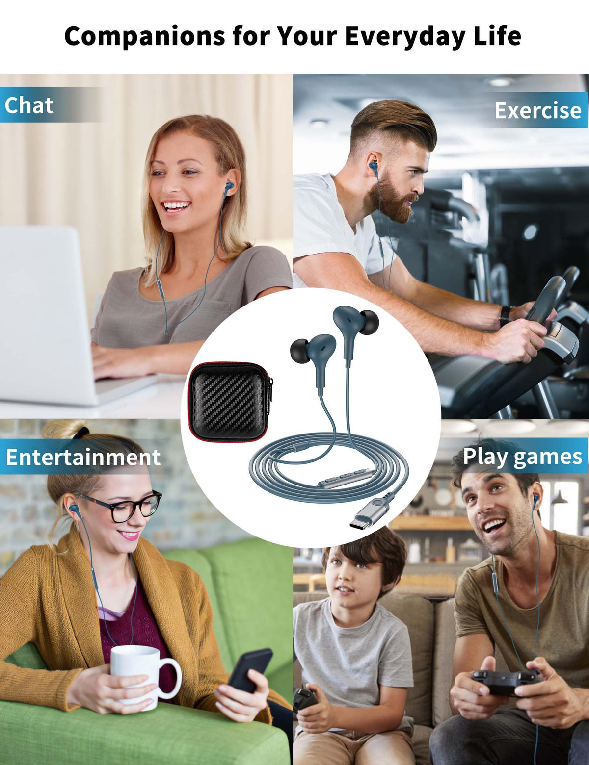 USB C Headphone for Samsung S26 S25 FE S24 A16 A17 Z Wired Earbuds Magnetic
