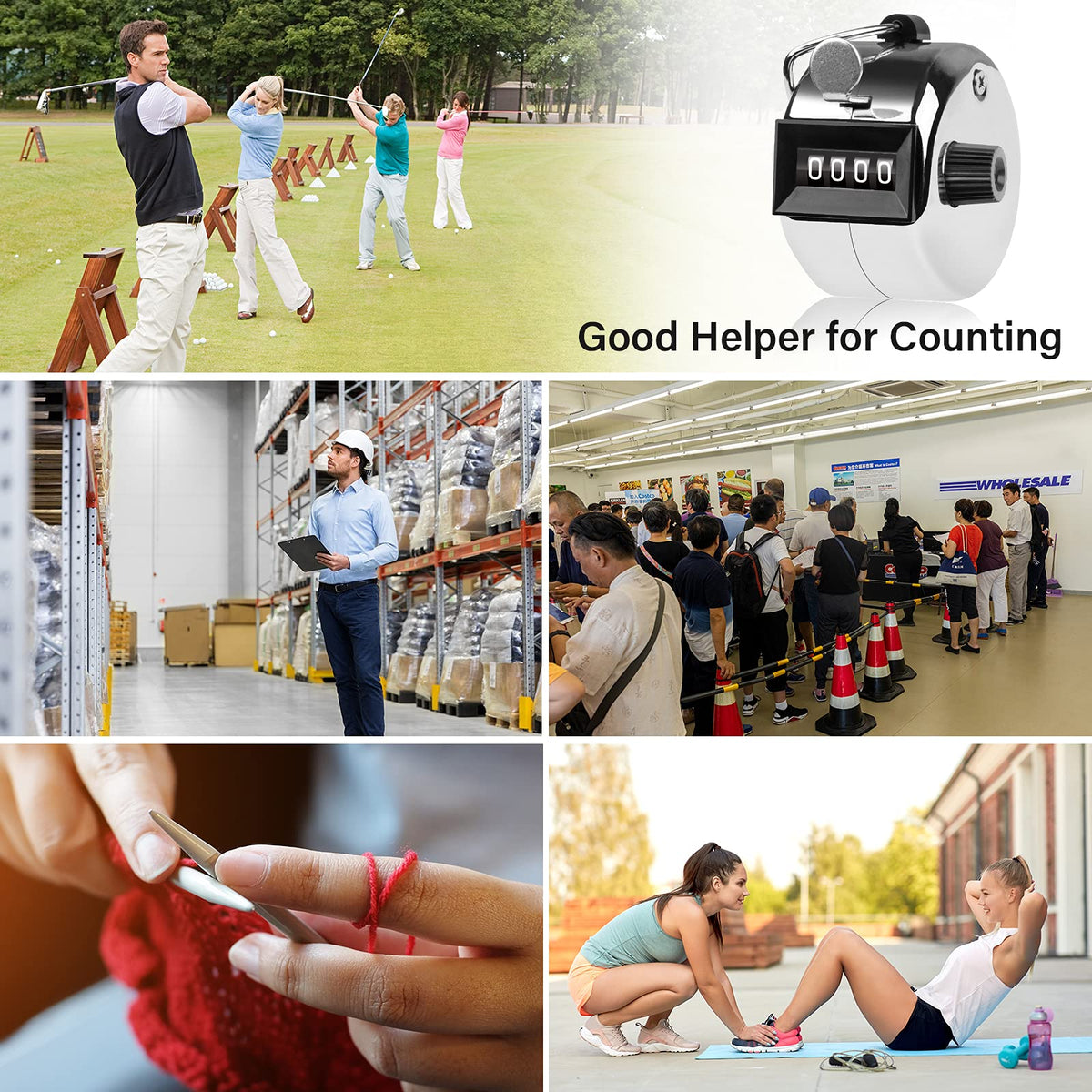tally counter, 4-digit clicker counter, Metal hand tally counters clicker for counting, golf scoring
