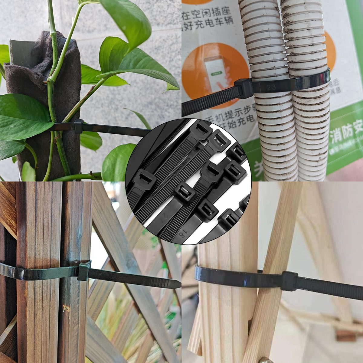 Cable Zip Ties,600 Piece Self-Locking Nylon Cable Ties,Assorted Sizes 4+6+8+10+12-Inch,Multi-Purpose Wire Management Plastic Ties,Perfect for Home,Garden,Office,Travel and Workshop.White