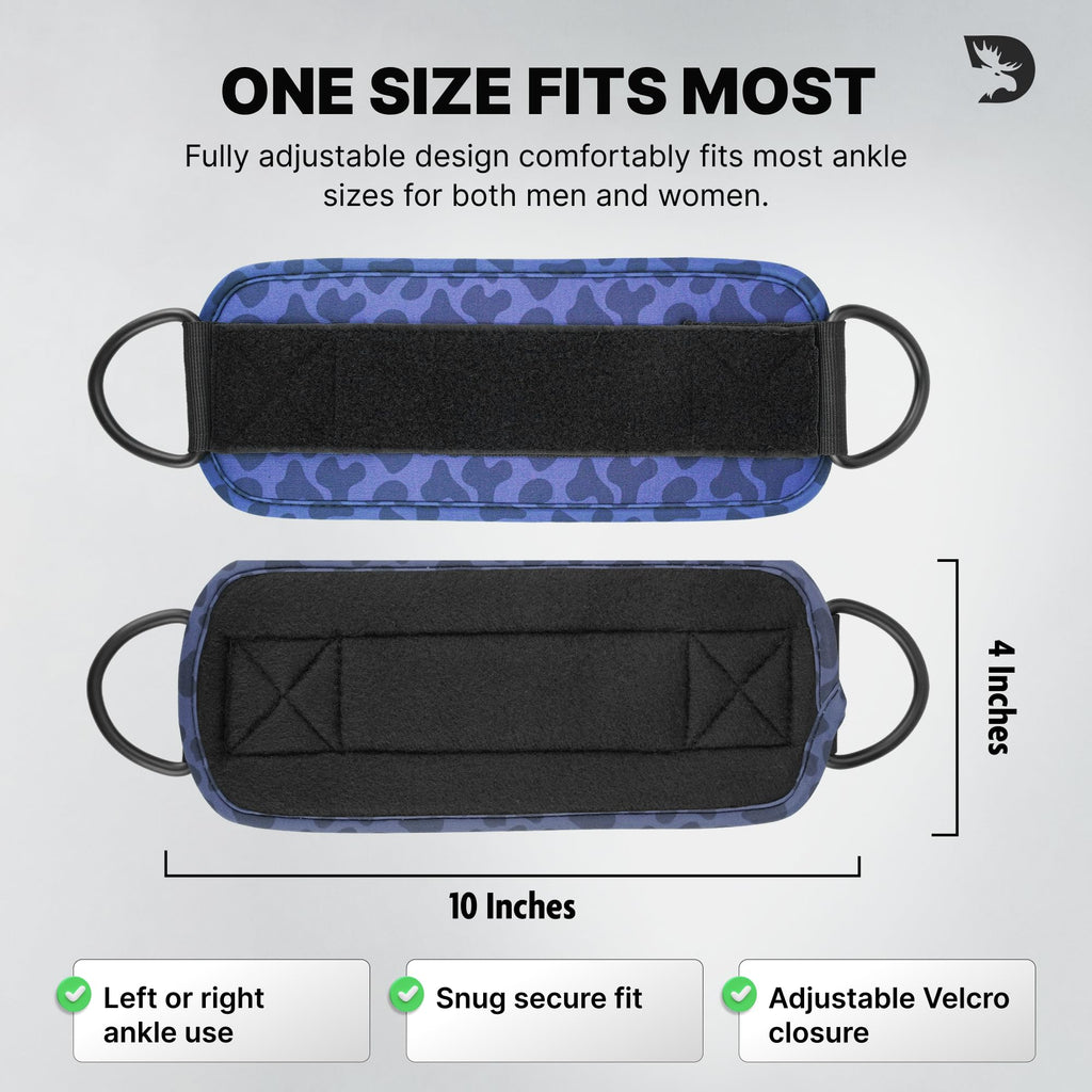 DMoose Fitness Ankle Strap for Cable Machine - One Size Fit with Premium Padding Cuffs - Cable Kickback Ankle Straps - Gym Attachments & Lower Body Exercises