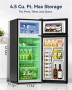 Manastin 4.5cf Mini Fridge for Dorm/Office Quiet 2-Door Adjustable