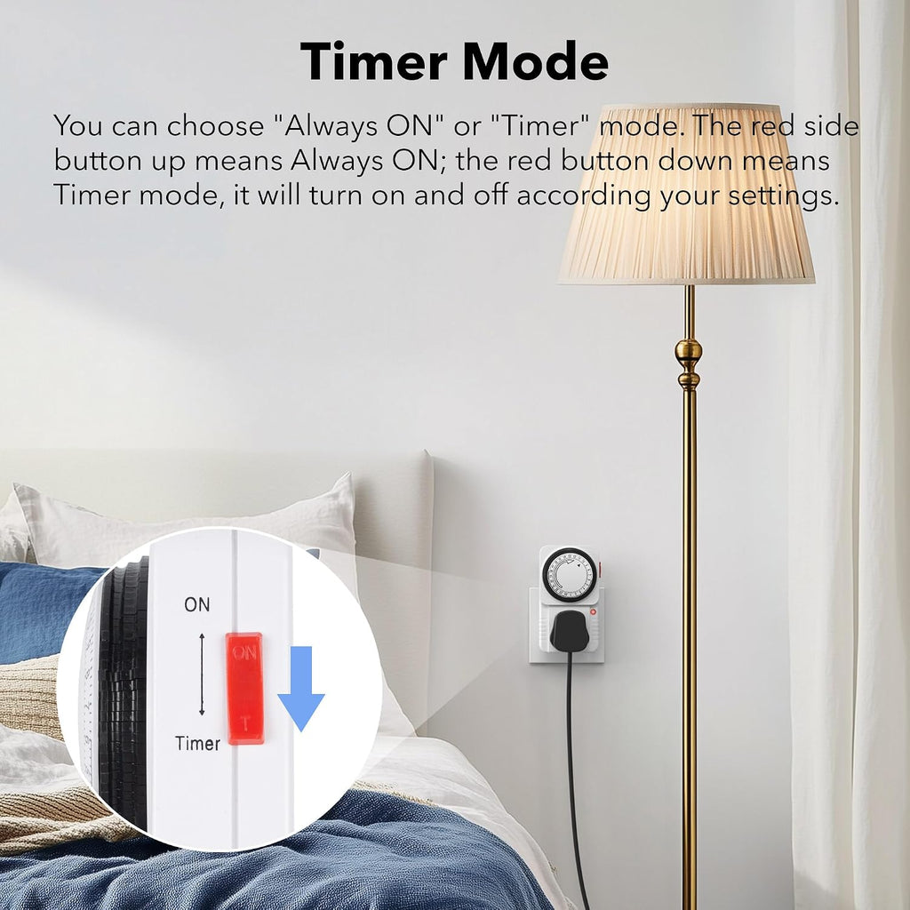 hbn 24Hour Mechanical Timer Plug Socket UK,Light Timers for Home Security