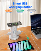 Power Strip Tower, kakyanill PD 65W Charging Station 9 AC Outlets 8 USB