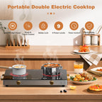 2 Burner Electric Cooktop 110V, 2000W Shard Power