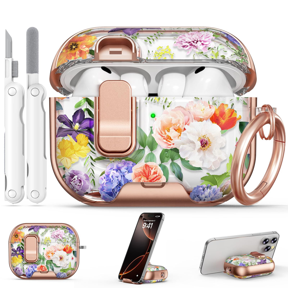 for AirPods Pro 2nd/1st Case (2023-2019)-Purple Bell Flower