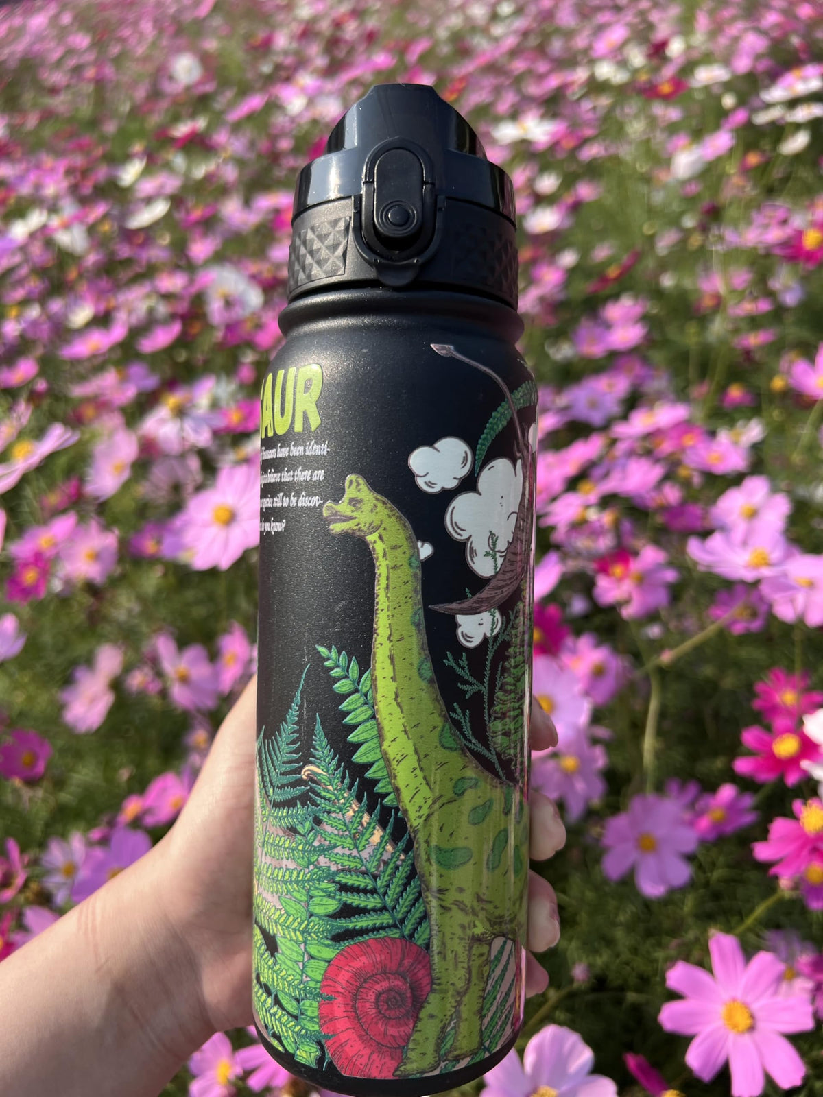 GOPPUS 600ml/20oz Stainless Water Bottle with Straw Double Wall Insulated Bottles with Strap One Hand Open Vacuum Thermal Flask with Flip Top Lid Leakproof Keep Cold Drinks BPA Free