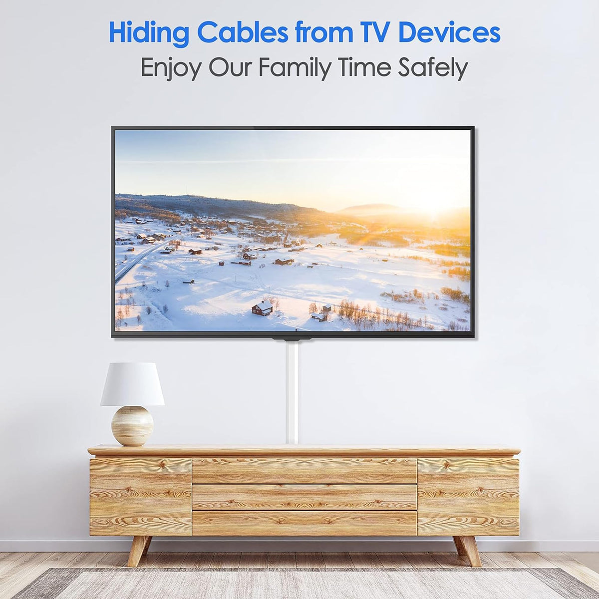 Yecaye TV Cord Hider, 42in Cord Cover Wall Mounted, W1.18in H0.6in, Beige