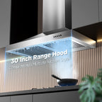 Wall Mount Range Hood 30 inch, 900 CFM Stainless Steel Kitchen Hood