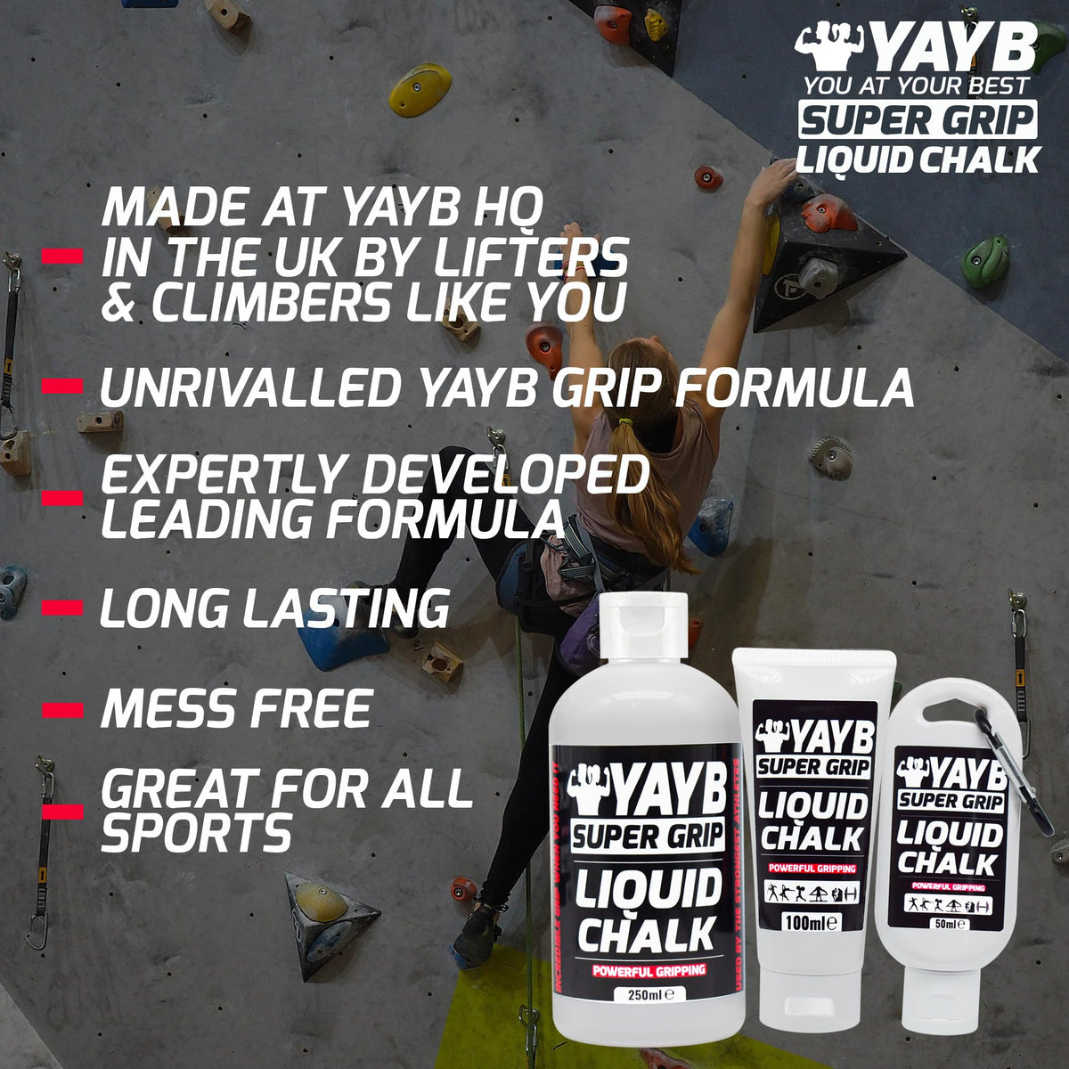 YAYB LIQUID CHALK | Powerful Grip Formula | Sweat-Free Hands | Sports Chalk | Weight Lifting | Rock Climbing | Power Lifting | Weight lifting | Bodybuilding