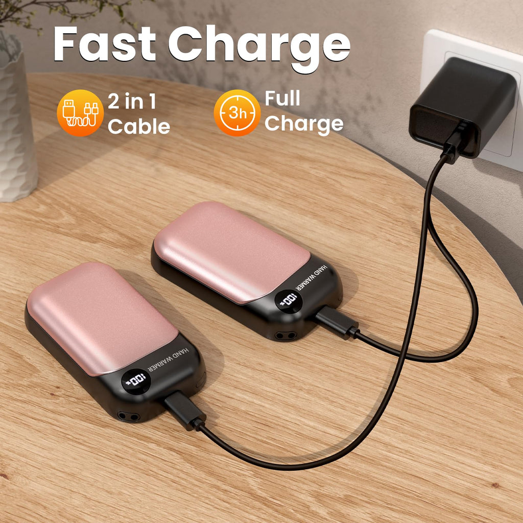 Hand Warmers, 2 Pack Magnetic Electric Handwarmer, 6000mAh USB Hand Warmers Rechargeable, 4 Heat Settings, LED Digital Display, Suitable for Outdoor Indoor - Hunt, Camp, Golf or Gift Giving
