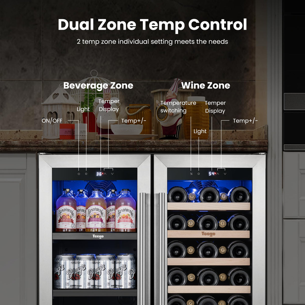 Yeego Beverage Refrigerator - 24 inch 180 Cans Beer Cooler with Glass Door
