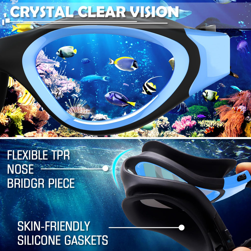 Winline Adult Swimming Goggles,Open Water Goggles Swimming Anti Fog UV Protection No Leakage Clear Vision Easy to Adjust for Adults Men Women Teenagers