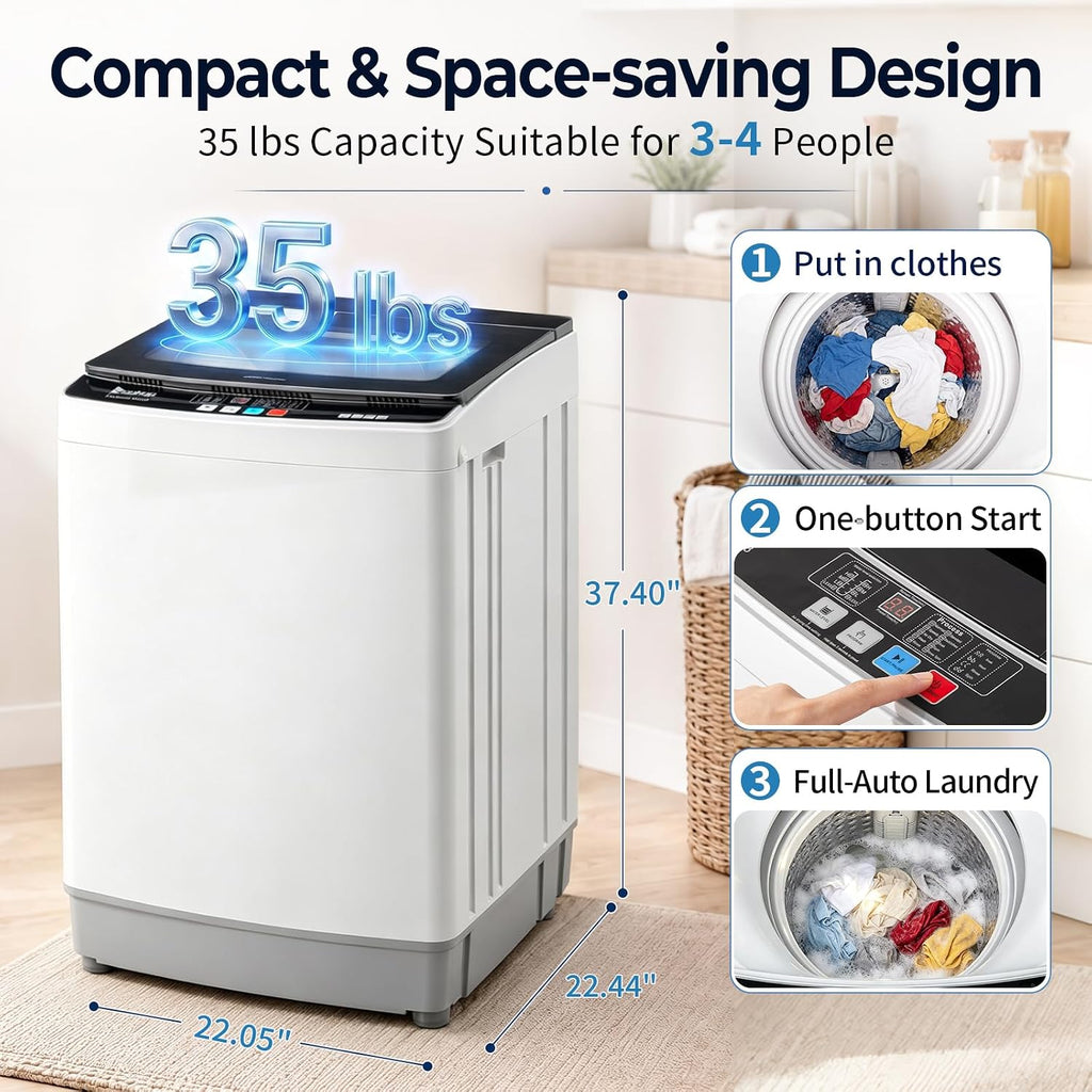 Winado 15.6LBS Full Automatic Portable Washing Machine with Drain Pump
