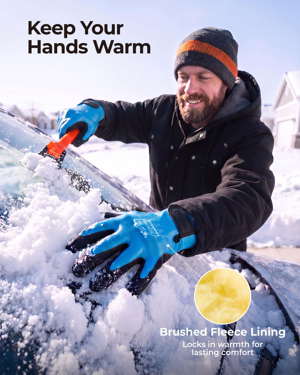 toolant 100% Waterproof Winter Work Gloves, Thermal Insulation with Grip