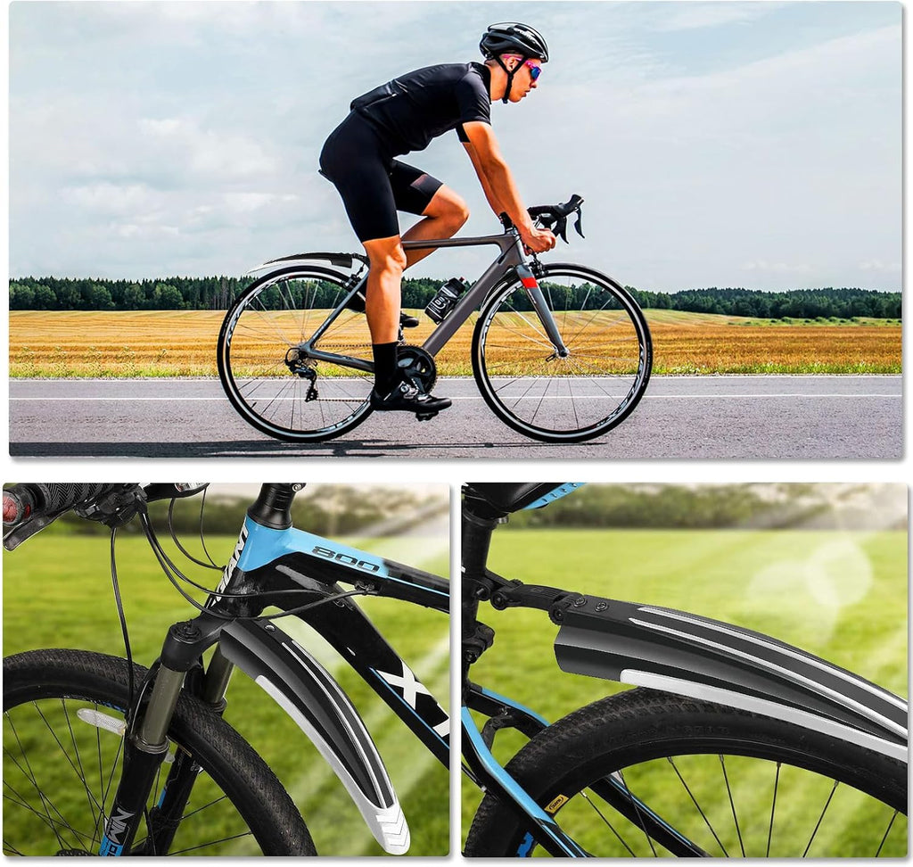 Bike Mudguard Set, Portable Adjustable Road Mountain Bike Bicycle Cycling Tires Front and Rear Mud Guard Fenders for MTB Mountain Road Bike