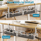 Under Desk Cable Management Tray 2 Pack, No Drill Cable Organizer With Clamp for Standing Desk, Easy to Install Cord Management System, No Damage Wire Organizer
