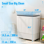 Superday Portable Washing Machine, 25.4lbs Mini Washing Machine and Spin Dryer Combo, Mini Twin Tub Laundry Machine for Camping, Apartments, Dorms, College Rooms, RV, Delicates, Grey