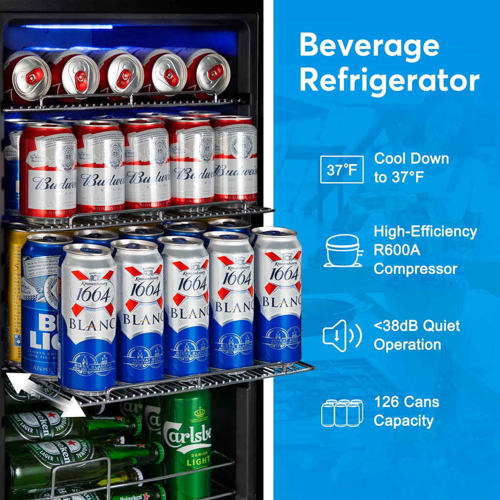 24" Dual Zone Wine and Beverage Refrigerator, Under Counter with Glass Door