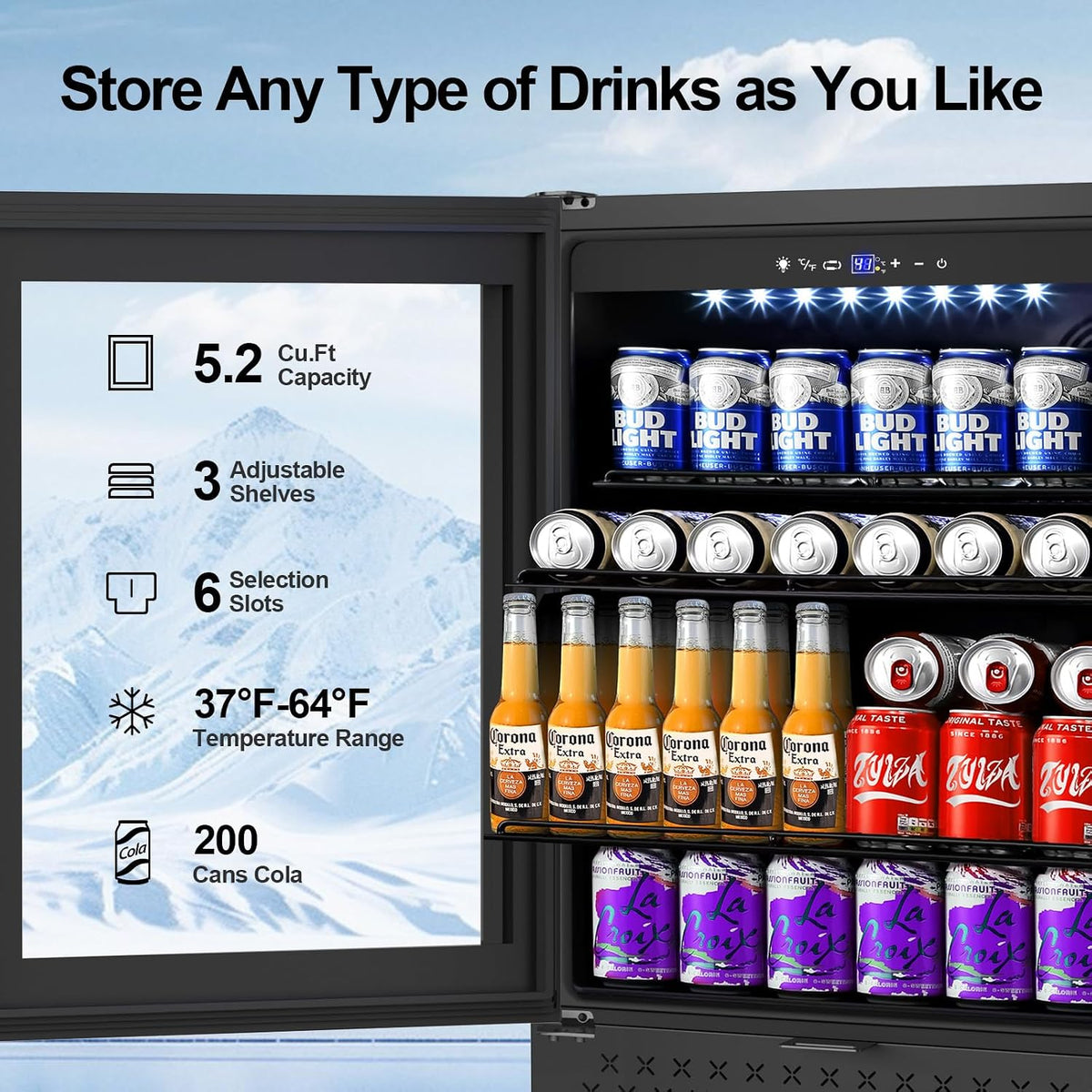 Mini Beverage Refrigerator Cooler -Small Beverage Fridge 1.4cu.ft