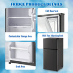 DEMULLER 45L Personal Double‑Door Mini Fridge With Freezer, Blue